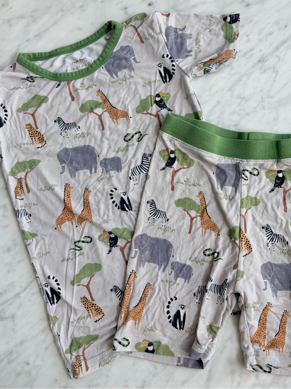 Little Sleepies Safari Animals Pajama Set - Green Trim